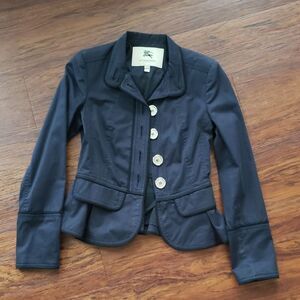 Burberry Women's Navy Blue Jacket Size 4 Chic Preppy Feminine Designer Y2K
